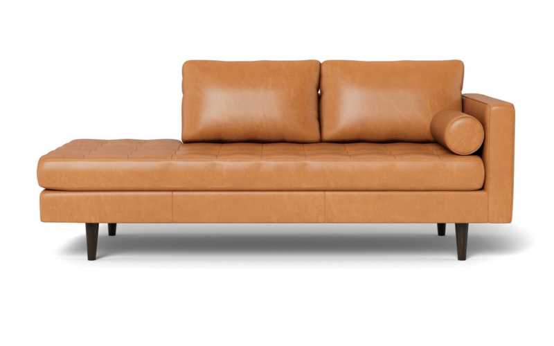 Jackie Leather Stand Alone Chaise, Hudson Lager