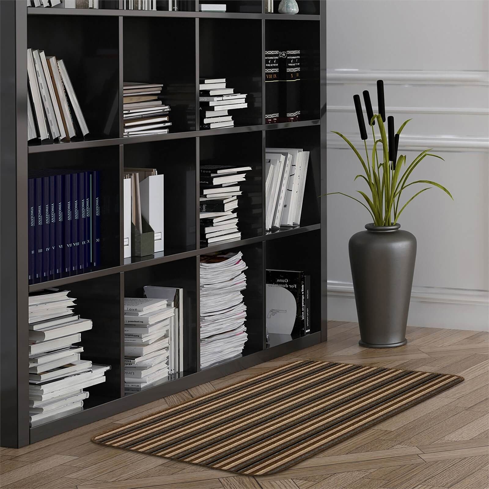 Java washable stripe mat -Chocolate