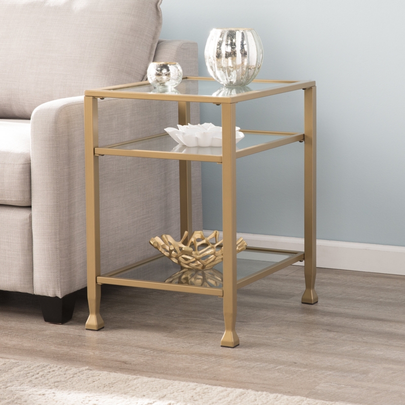 Jordyan Glass Top End Table