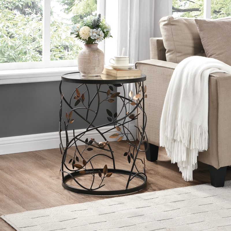 Komarek Glass Top Drum End Table