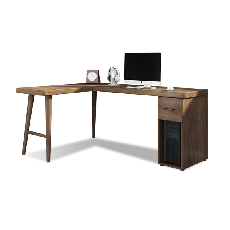 L-Shaped Solid Wood Writing Desk