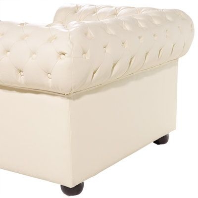 Leather Armchair Cream Chesterfield