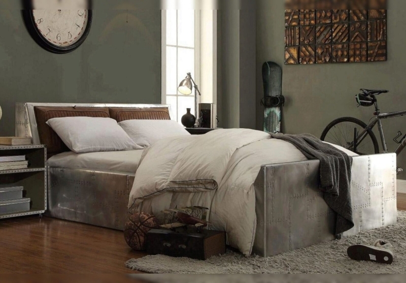 Leather Metal Platform Bed
