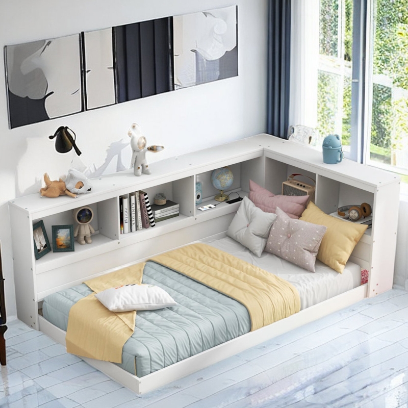 Lianza Twin Size Daybed with Storage Shelves and USB Ports