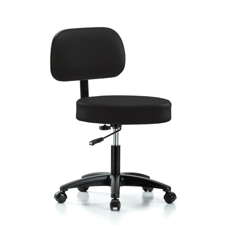 Lippencott Backed Adjustable Height Ergonomic Lab Stool with Wheels