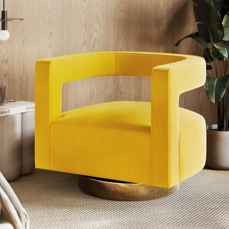 Magallanes Velvet Swivel Barrel Chair