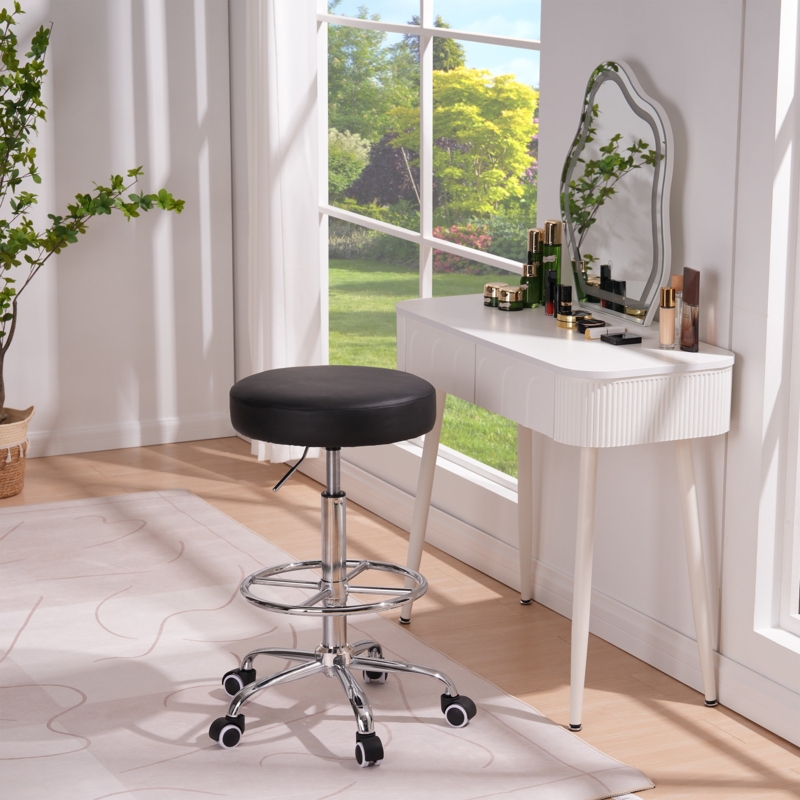 Mamoon 36" Height  Adjustable Height Active Office Stool With Foot Ring Wheel Drafting Office Stool