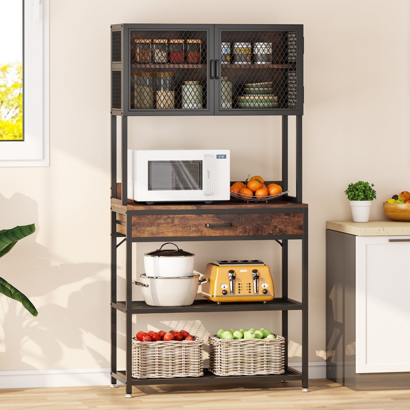 Mevlida 31.5'' Iron Standard Baker's Rack with Microwave Compatibility