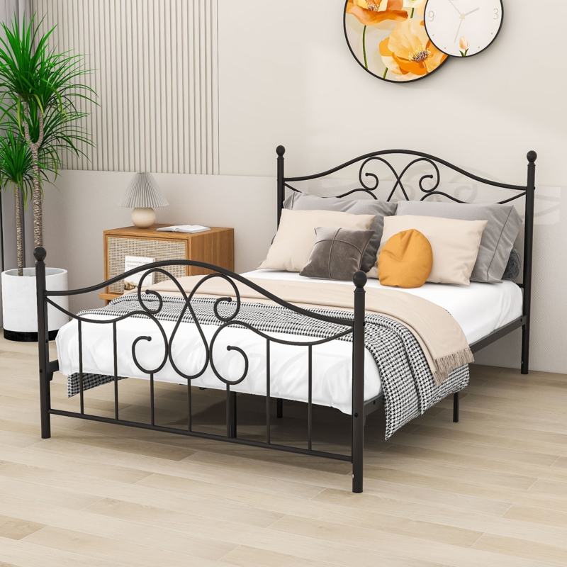 Milkana Metal Platform bed with Headboard and Footboard