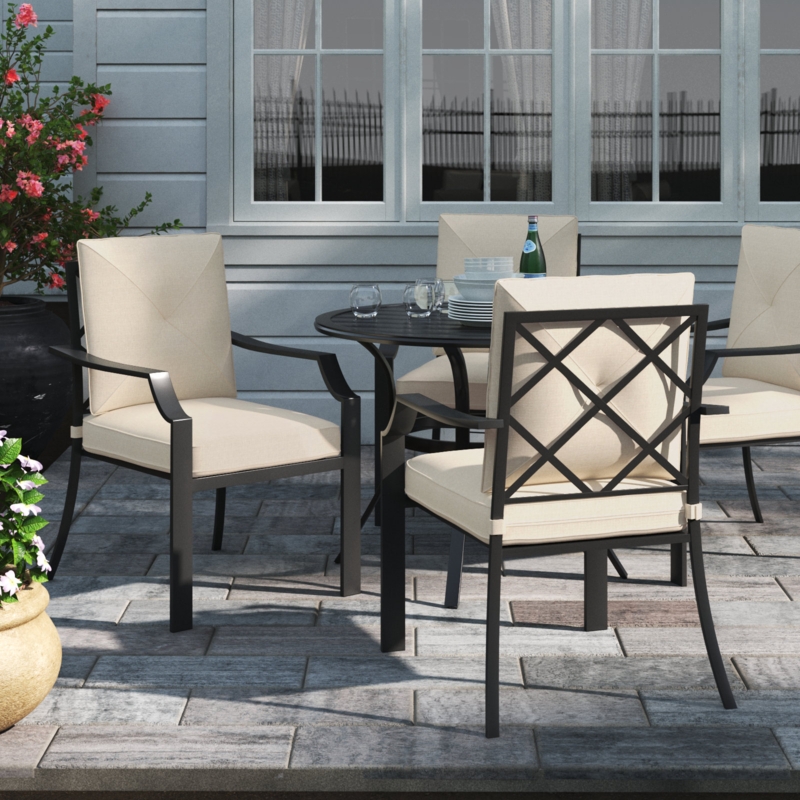 Mingus Set Of 4 Stackable Patio Dining Chair Cushioned Armchair Bistro Chair