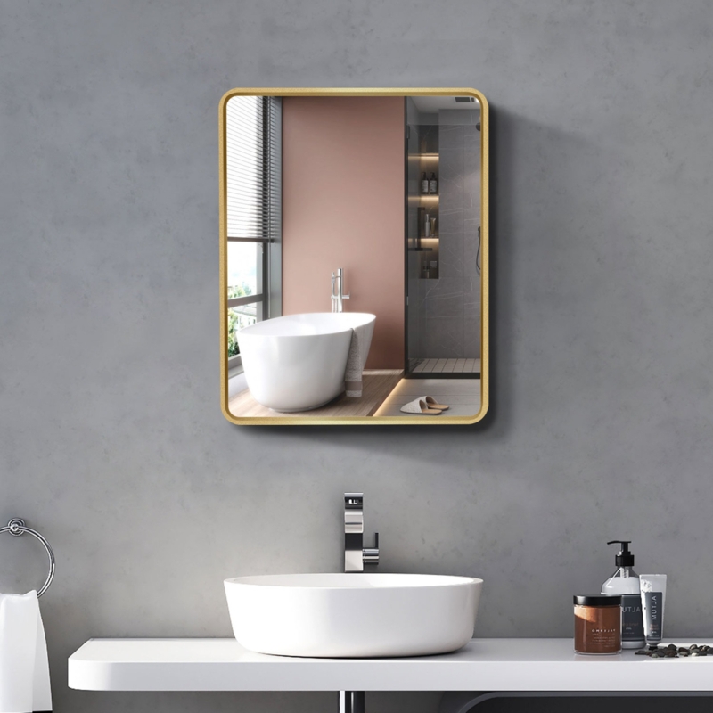 Mirca 20'' W 28'' H Wall Mounted Framed Medicine Cabinet with Mirror and 3 Fixed Shelves