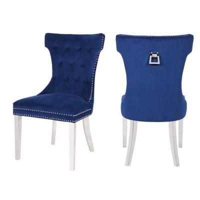 Navy Velvet Side Chair (Set of 2), Blue