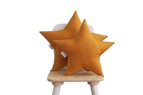 Ochre Butterscotch Star Pillow, Star Cushion, Star Shaped Pillow, Nursery Pillows, kids pillow, Star