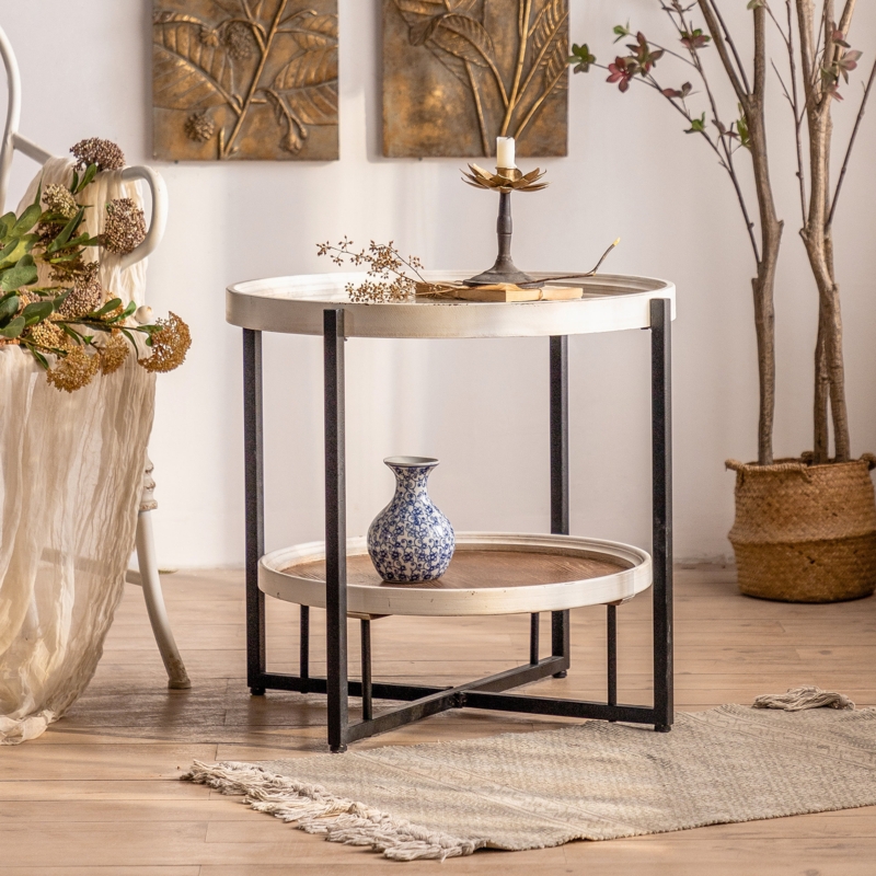 Palmieri Glass Tray Top Frame End Table with Storage