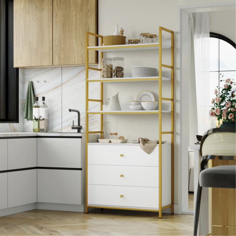 Paugh 71.2'' H x 31.5'' W Iron Standard Bookcase with Drawers, White