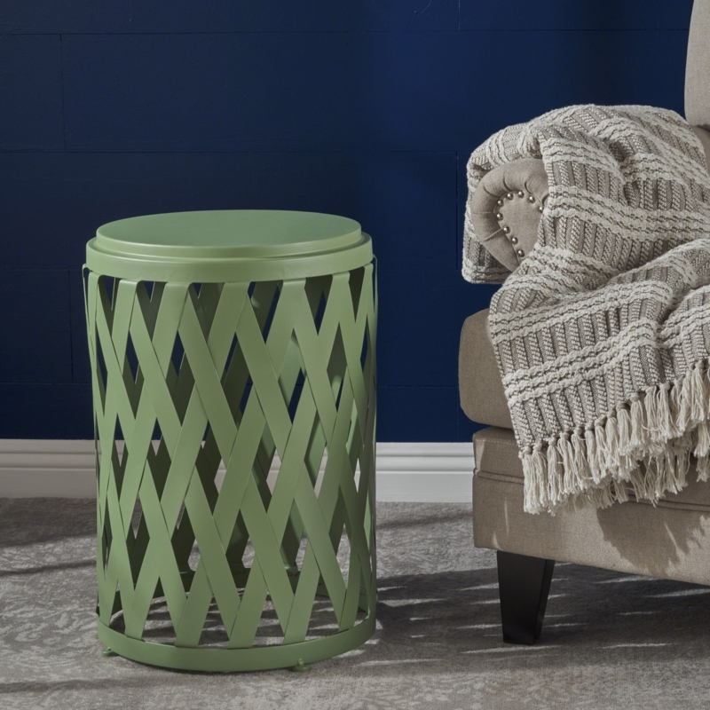 Ramiro Iron Drum End Table