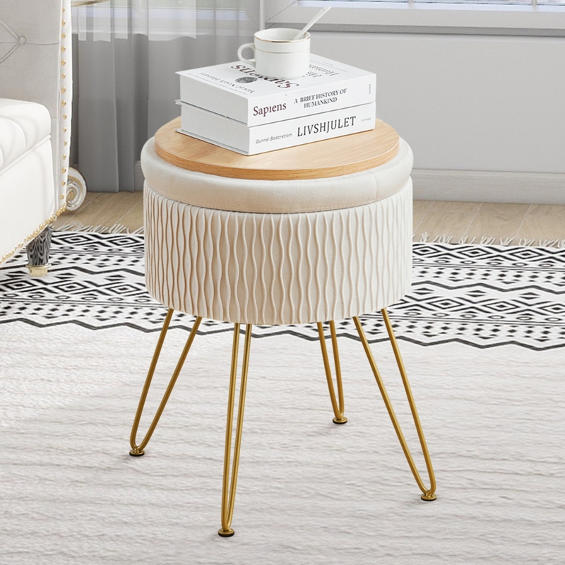 Rhueben Unfinished Iron Round Storage Ottoman