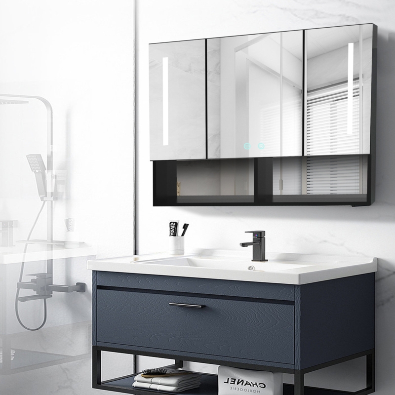 Saim 35.43'' W 27.55'' H Surface Frameless Medicine Cabinet with Mirror and 2 Fixed Shelves