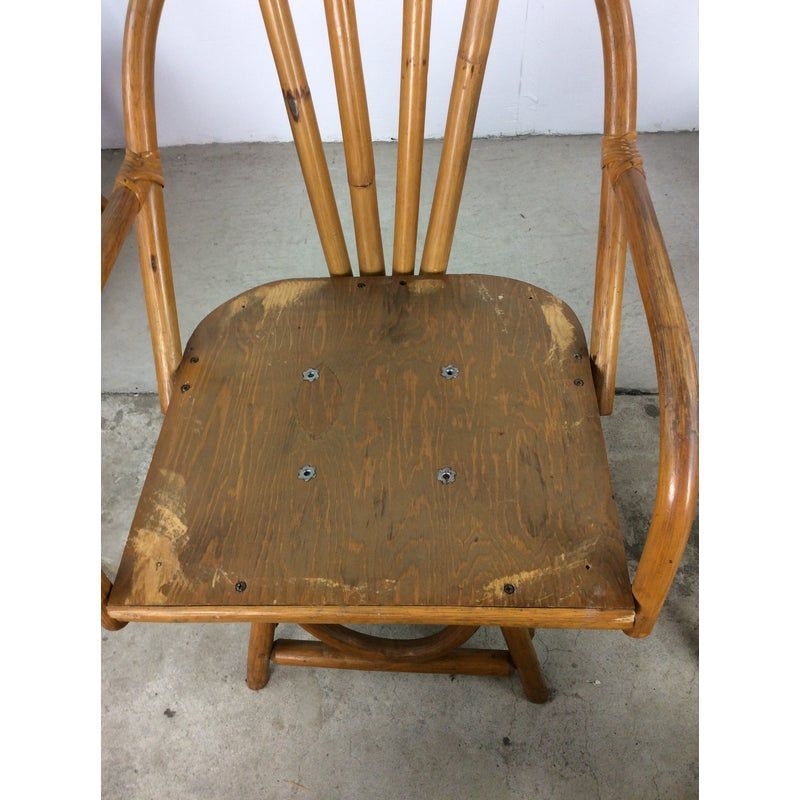 Set of 4 Vintage Boho Chic Rattan Swivel Chairs