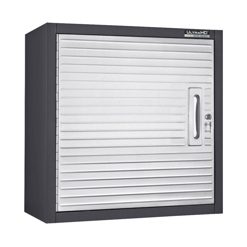 Seville Classics UltraHD Single Door Wall Cabinet, Graphite, 24" W x 12" D x 24" H