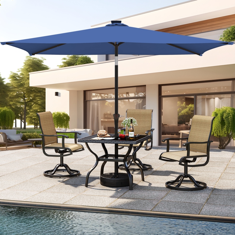 Shalisia Outdoor 120'' x 78'' Rectangular Market Umbrella With 26 LED Lights