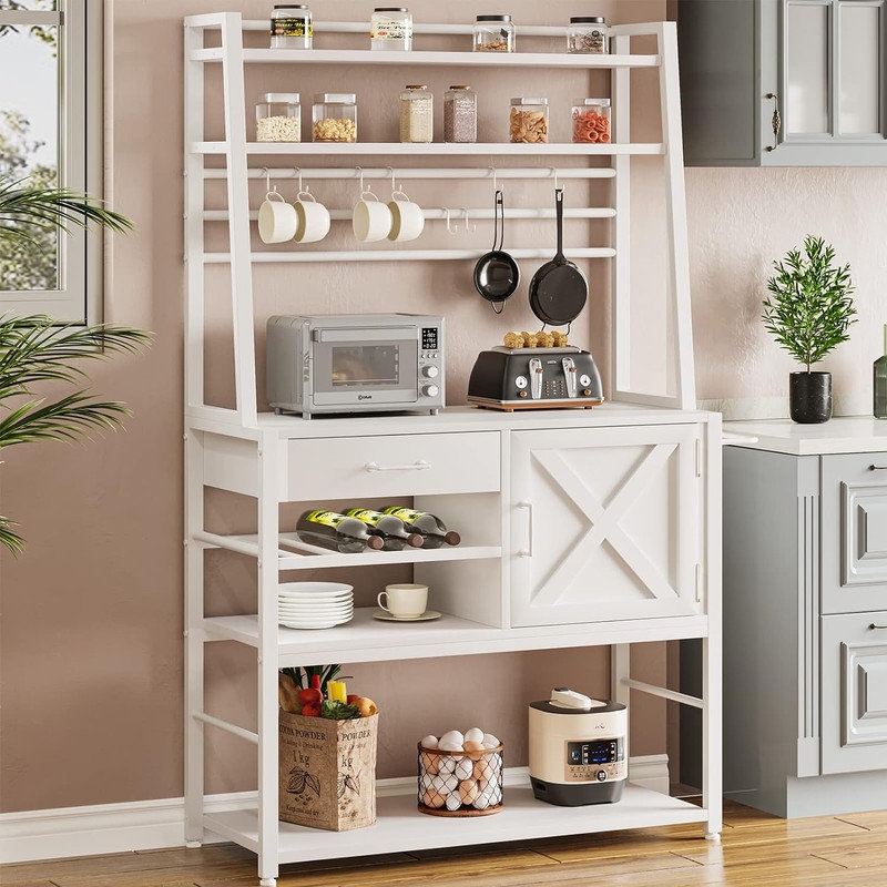 Shantall 33'' Wood Baker's Rack with Microwave Compatibility