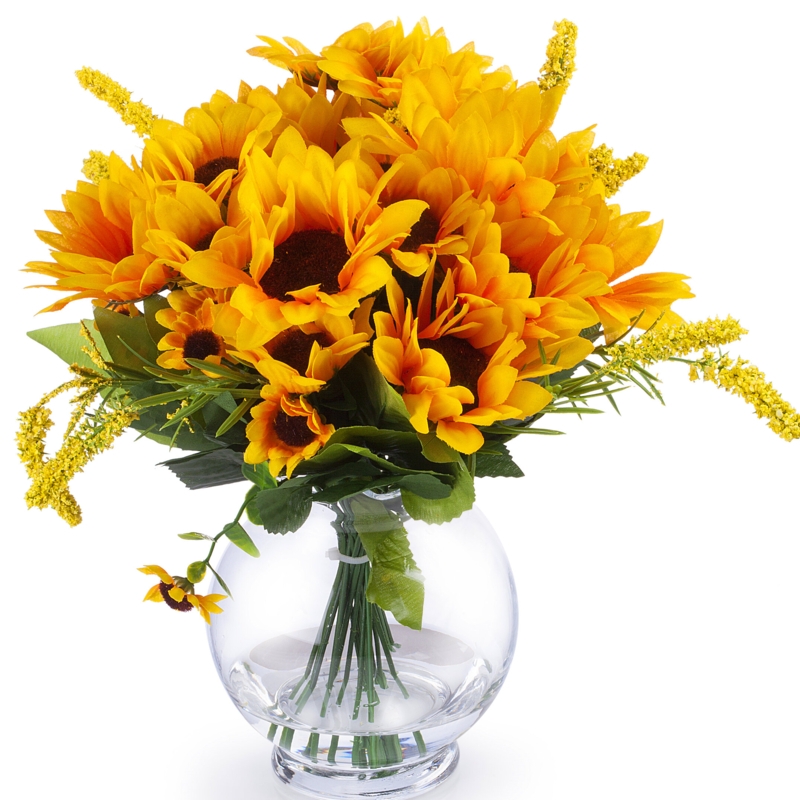 Silk Sunflower Arrangement in Vase