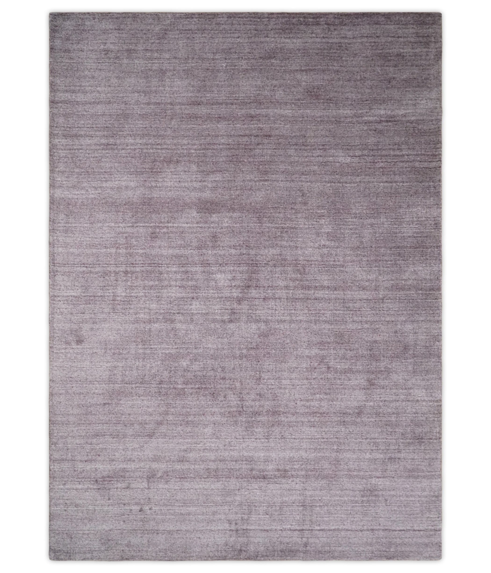 Solid Lavender Purple Scandinavian 5x7 Blended Wool Flatwoven Area Rug | HL12