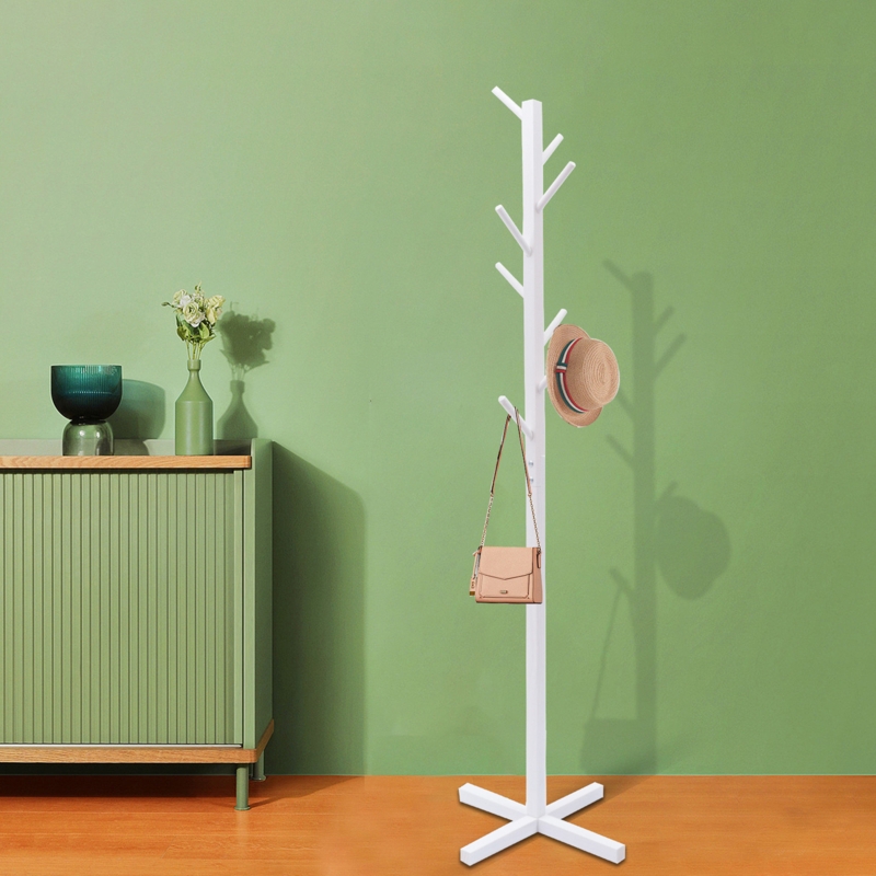 Solid Wood Freestanding 8 - Hook Coat Rack
