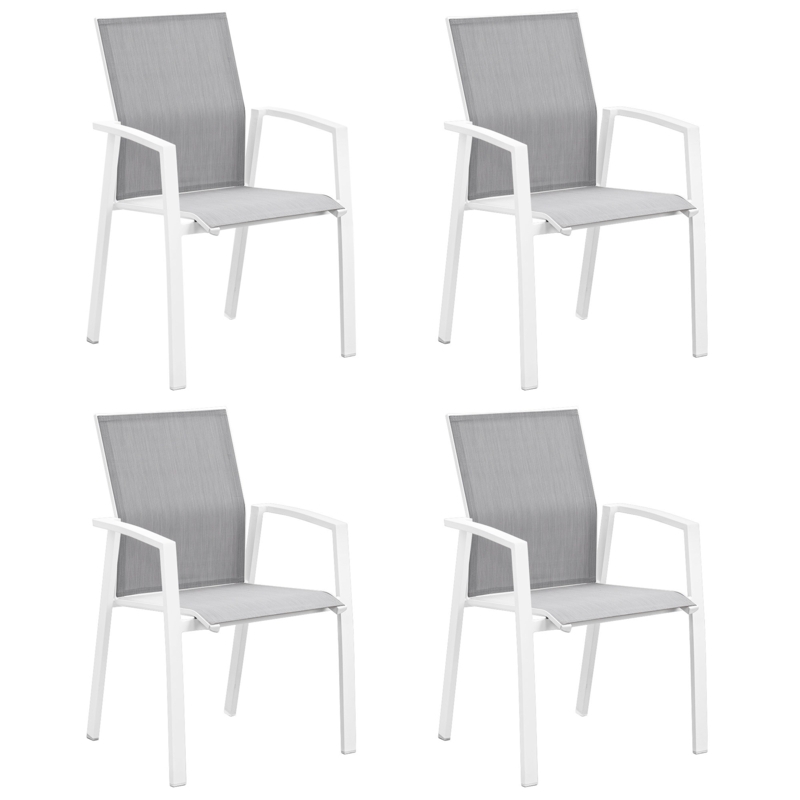 Stemple Aluminum Stackable Patio Dining Armchair, Fully Assembled