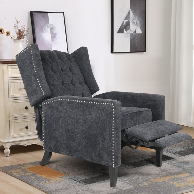 Tufted Back Fabric Pushing Recliner Chair