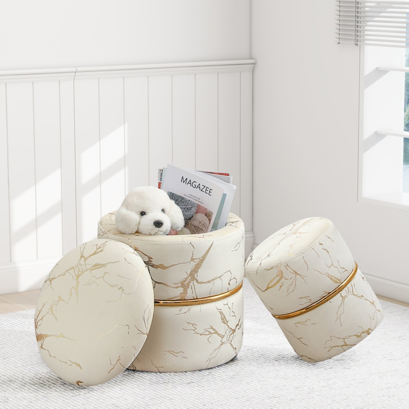 Velvet Storage Ottoman