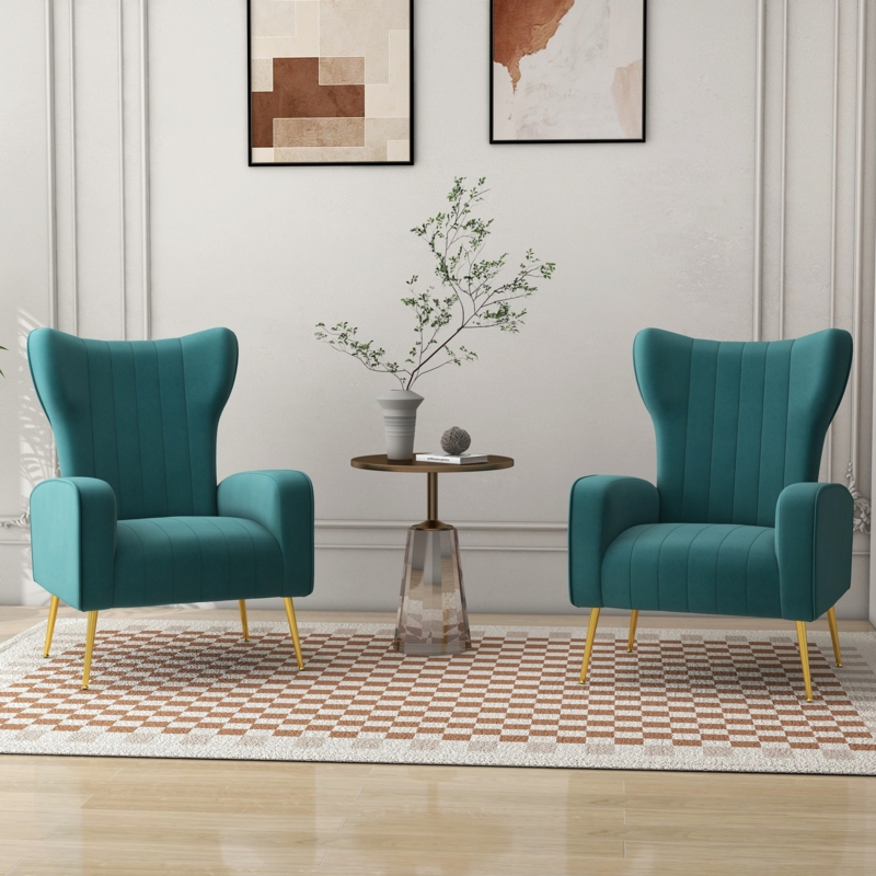 Velvet Wingback Chair