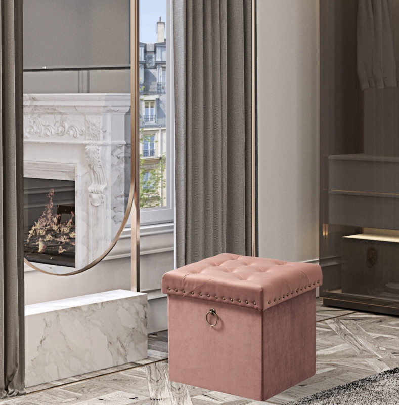 Weern Velvet Storage Ottoman