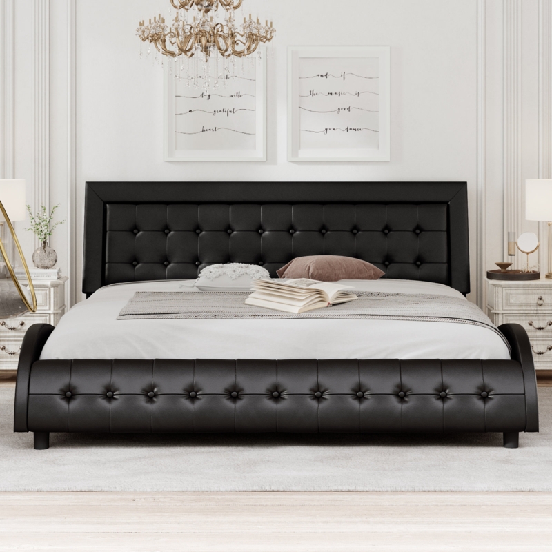 Wendla Vegan Leather Sleigh Bed