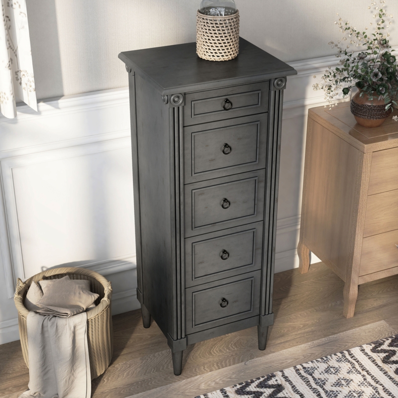 Wiechmann 5-Drawer 18" W Wood Lingerie Chest