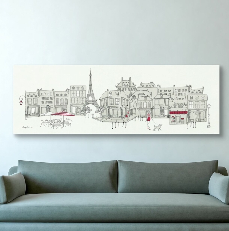 'World Cafe II Paris' Drawing Print on Canvas