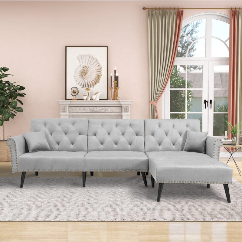 115" Wide Velvet Sectional Sofa