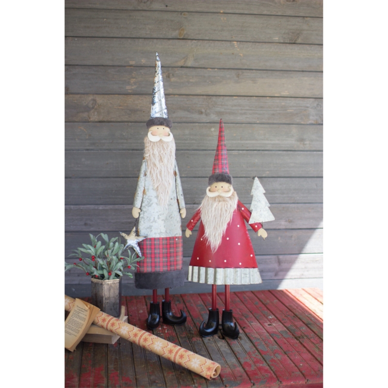 2 Piece Metal Santa with Beards Set
