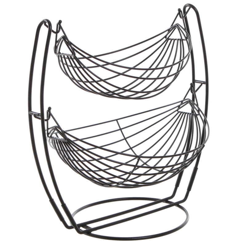 2 Tier Double Hammock Metal Fruit Bowl