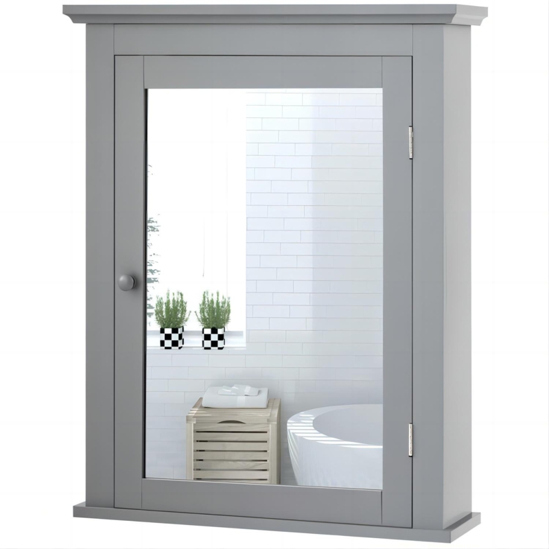 22'' W 27'' H Surface Framed Medicine Cabinet with Mirror and 2 Shelves