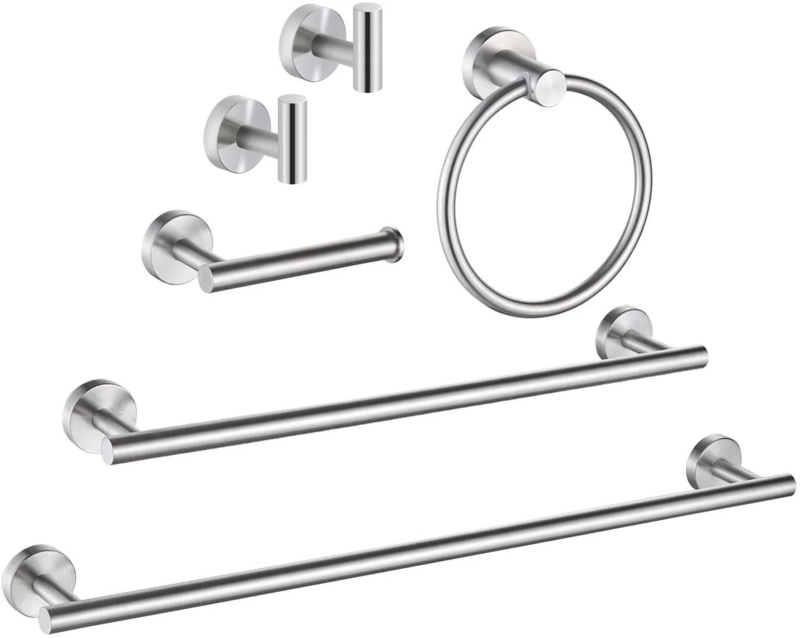6 Piece Stainless Steel Bathroom Towel Rack Set Wall Mount