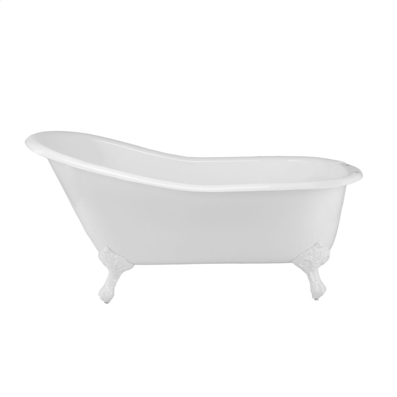 61.13'' x 30'' Freestanding Soaking Cast Iron Bathtub with Faucet
