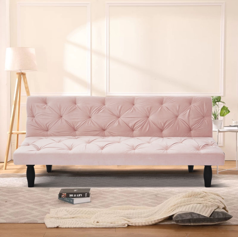 65.81'' Velvet Tufted Convertible Sofa
