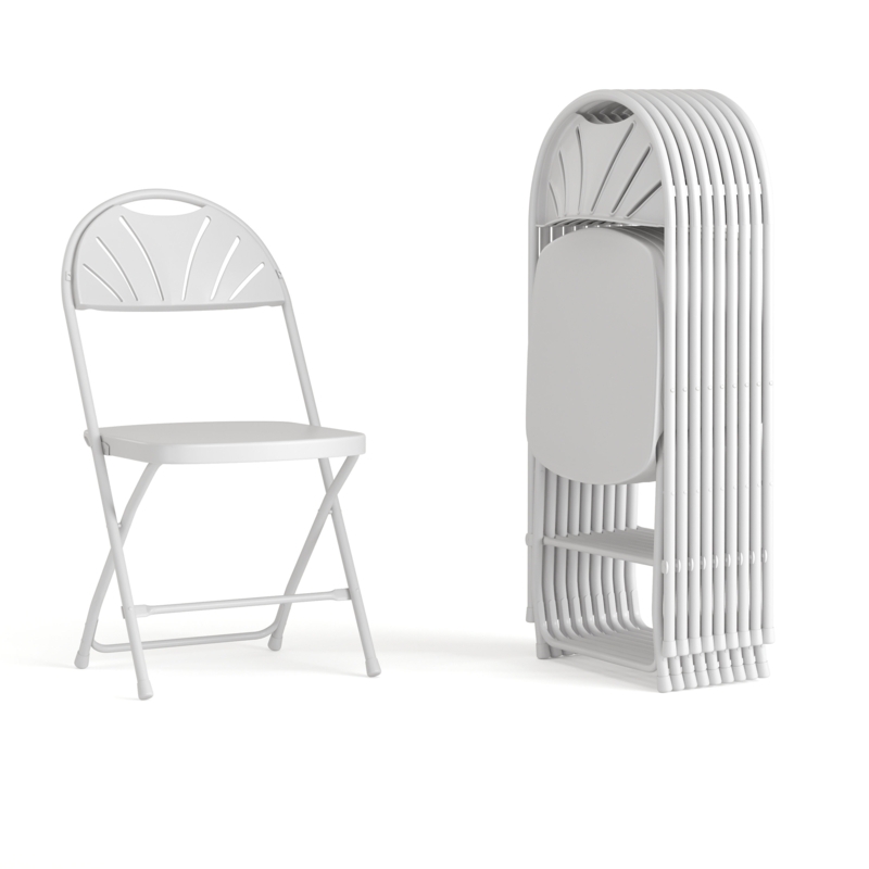 650 lb. Rated Plastic Fan Back Folding Chair for Commercial Use & Events (Set of 24)