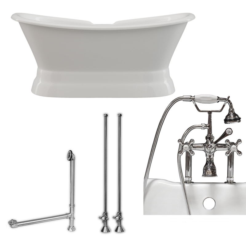 72'' x 30'' Freestanding Soaking Cast Iron Bathtub with Faucet