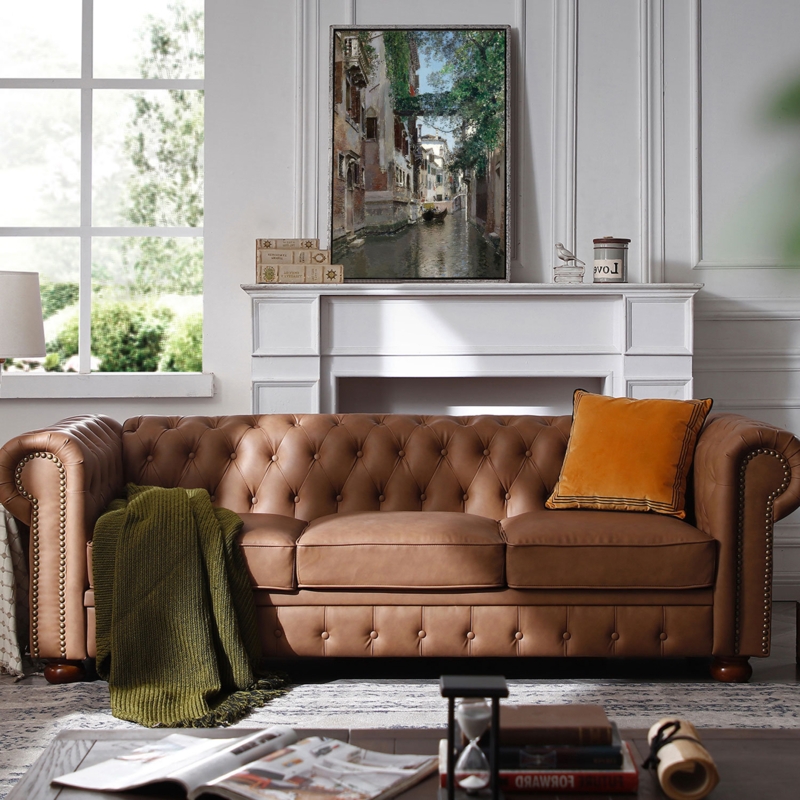 88.5'' Faux Leather Sofa