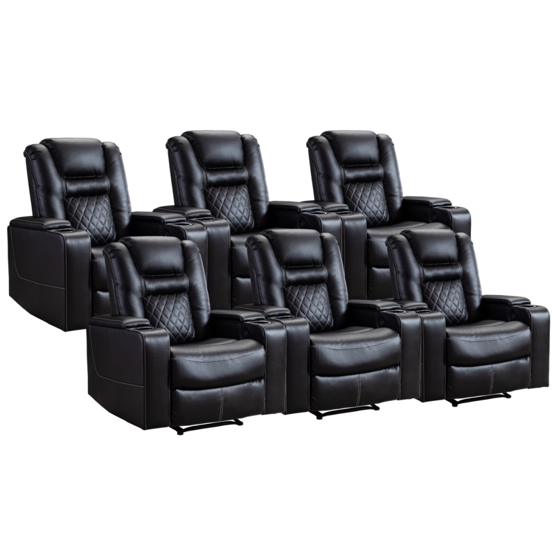 Aeryn 36" Wide Faux Leather Recliner with Dual Cup Holders, Perfect for Home Theaters