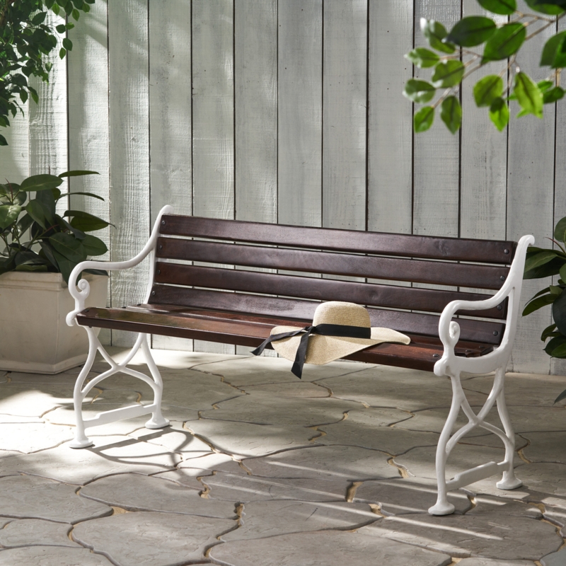 Akaylee Metal/Solid Wood Outdoor Bench