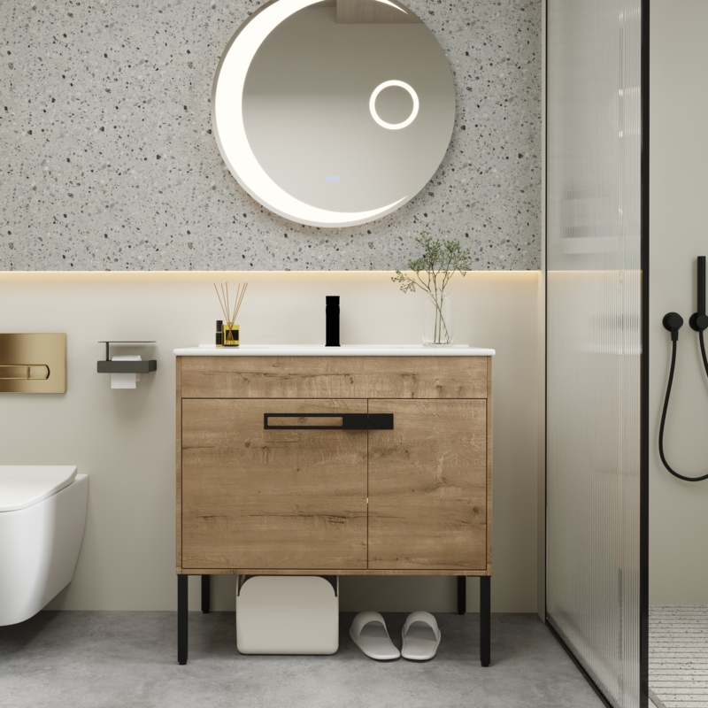 Alainna 36.02'' Single Bathroom Vanity with Ceramic Top